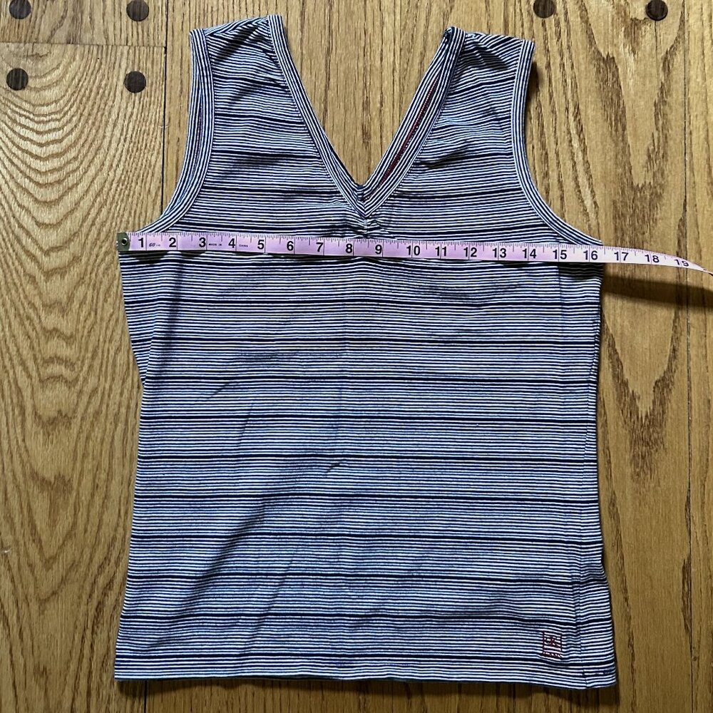 Calvin Klein V=Neck Tank--Blue/White striped, Size M
